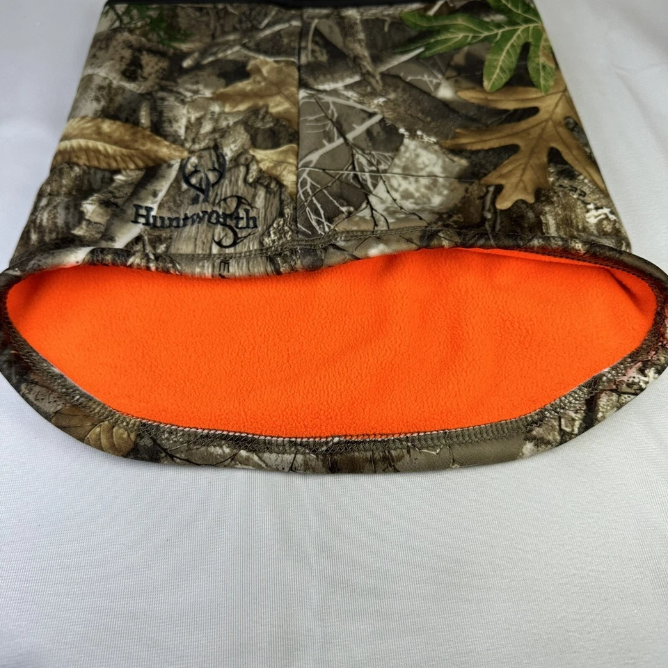 Huntworth Neck Gaitor Face Mask RealTree Edge Heavy Weight Fleece Blaze Orange - Image 4 of 4