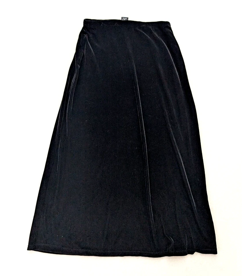 Gap Girl's Skirt Size XL Black Velvet Textured Velour Elastic Waist Midi Maxi - Image 2 of 4