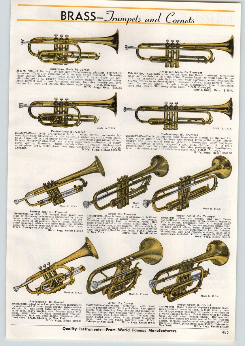 1957 PAPER AD Brass Trumpet Rudy Muck Trombone Citation | eBay