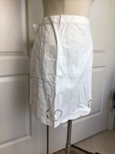 Vintage Natufaser Baumwool White Cotton Eylet Detail Apron W Pocket