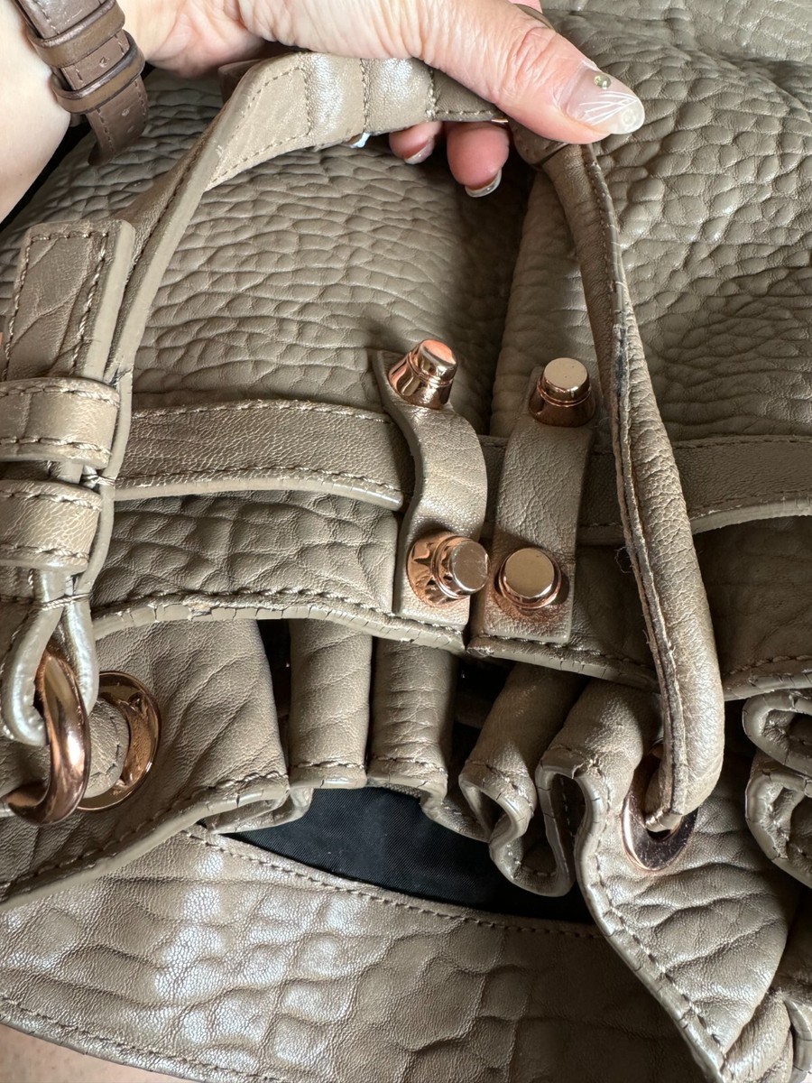 Alexander Wang Diego Bucket Bag Latte Leather Rose Gold Hardware w