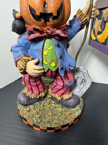 Aurora World Spaventapasseri Portacandele Tea Light Figura Halloween 8" Resina - Foto 3 di 13