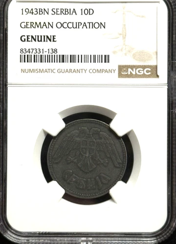 1943BN Serbia 10D German Occupation  NGC Genuine