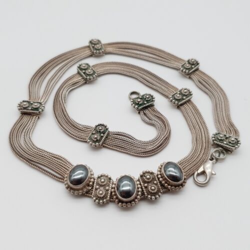 Elegant 925 Silver Necklace with Hematite - Traditional - (221)