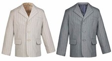 Baby Boy Teen Event Party Tuxedo Suit Pinstripe Taupe or Gray Jacket Sm-20