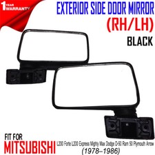 Dodge D-50 L200 Pickup Mighty Max Truck Door Side Mirror Black 197980 84 86 X2