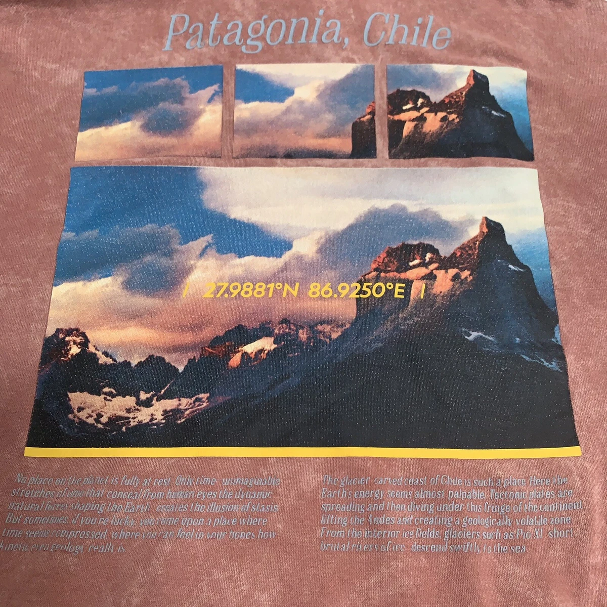 National Geographic Hoodie Unisex M Patagonia Chile Pink Tie Dye Graphic FLAW