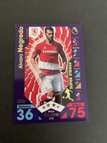 2016/17 Topps Match Attax Card Middlesbrough Alvaro Negredo #215
