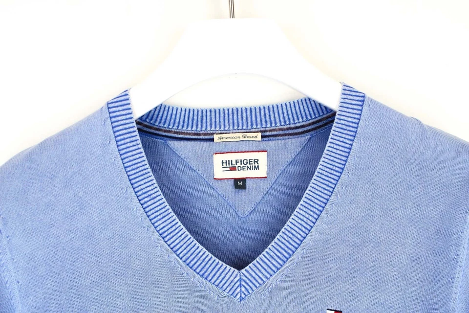 Tommy Hilfiger Pullover Herren M Dehnbar Pullover V Ausschnitt Mischung Muster - Bild 4 von 4