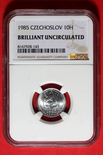 1985 NGC Brilliant Uncirculated Czechoslovakia 10 Haleru Aluminum Coin #B48289