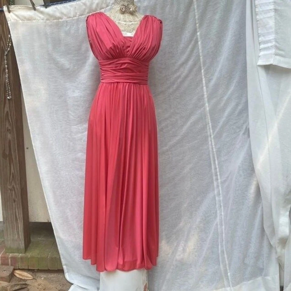 70s Goddess Dress S/M Coral Pink Anthony Muto - Image 4 of 4