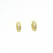 14K YELLOW GOLD CZ'S HUGGIES HANDMADE EARRINGS NIB  P22