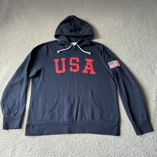 NEU Old Navy Pullover Herren Extra Large blau Hoodie Sweatshirt Team USA Flagge gefüttert - Bild 2 von 11