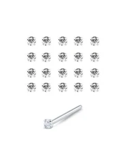Lot 20 Straight Nose Stud L Bend Pin Ring 1mm Clear 22G