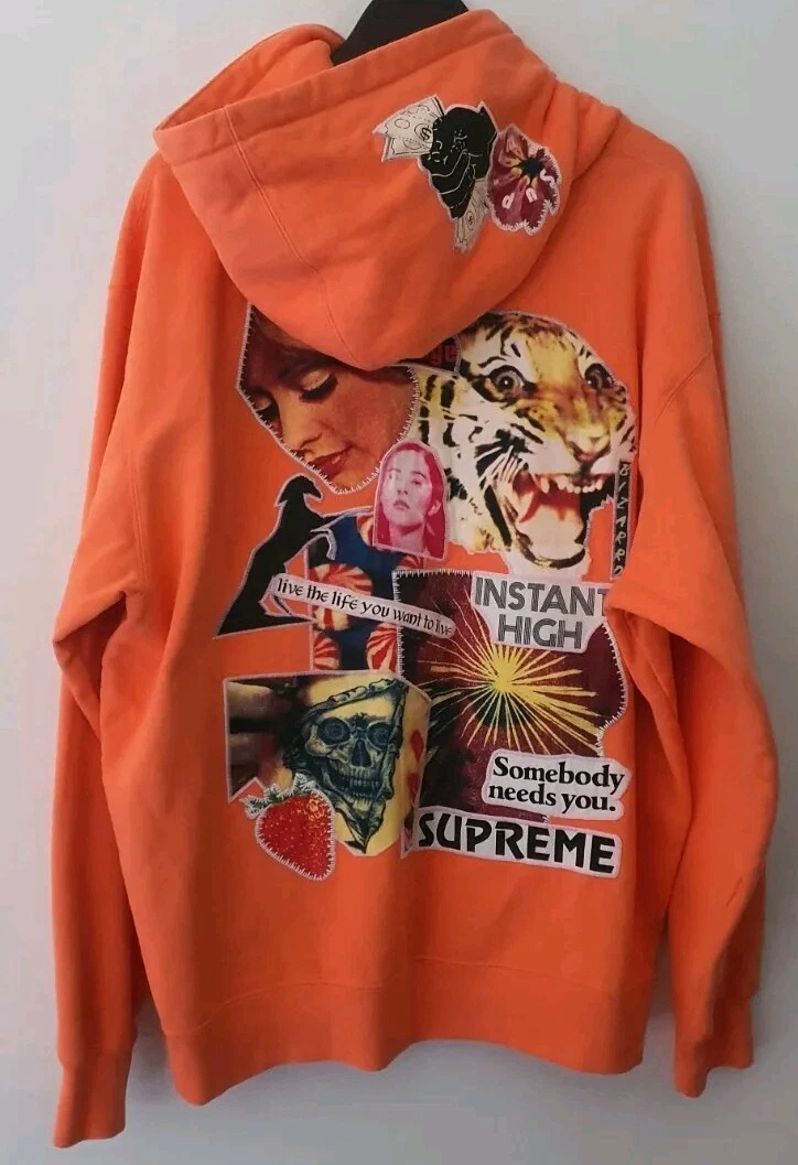 SS22 Supreme Instant High Patches hooded sweatshirt XL Apricot hoodie Orange