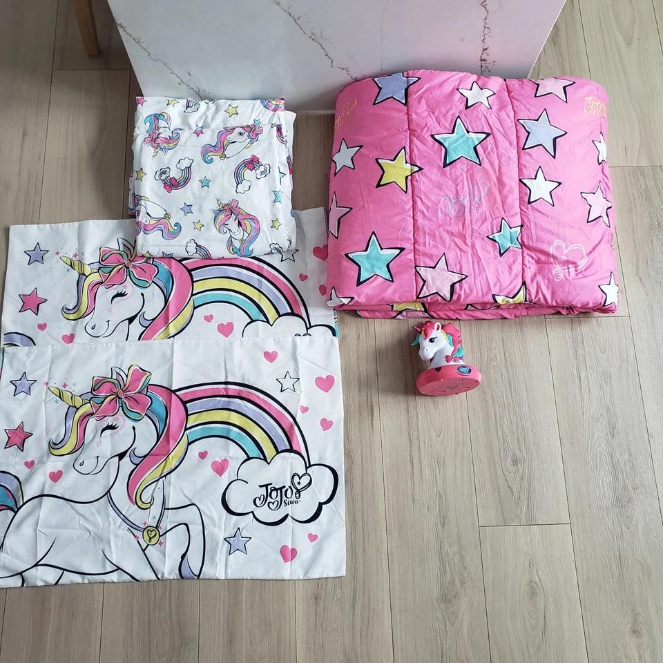 JoJo Siwa Unicornio Arco Iris Juego de Ropa de Cama Completo Edredón Sábanas Fundas de Almohada Felpa Foto 2 de 4