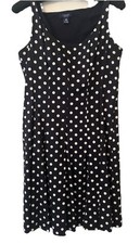 RAPLH LAUREN CHAPS Polka Dot A-line Navy Blue Cotton Dress ~ Size 12P ~ MINT!
