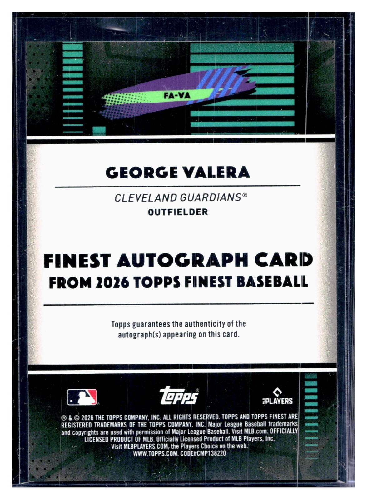 Geometric Numbers Design 2026 Topps Finest George Valera Gold Geometric /50 Rookie Auto ...