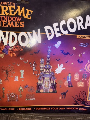 2001 reusable/washable Halloween extreme window themes window decorating kit - Picture 3 of 18