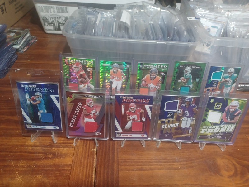 (9) 2023-2024 Rookie Patches Rice/Addison/Worthy/Achane/Franklin/Polk/Hooker