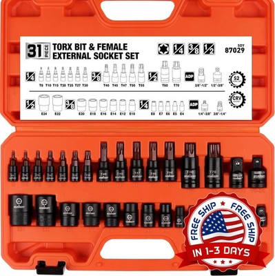 Juego De Dados Con Punta Torx De 31 Piezas Y Dados Externos Hembra, 12 Dados...
