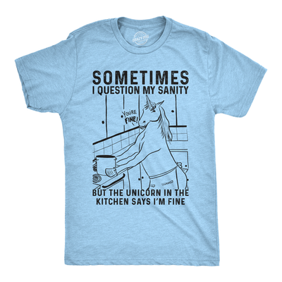 #ad Mens Sometimes I Question My Sanity But The Unicorn T Shirt Funny Fantasy Top $9.50