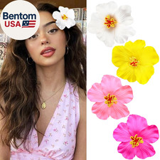 4Pcs Hawaiian Flower Hair Clips for Women,Plumeria Hibiscus Hair Clips Rose Hair
