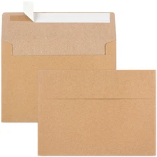 Brown Kraft Envelopes 5x7 A7 5.25x7.25 Self Seal Invitation Envelope 50PK 115g