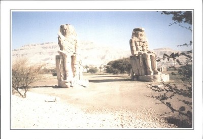 Vintage Luxor Ägypten Postkarte Memnon Kolosse König Amenophis III