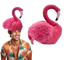 Nicky Bigs Novelties Funny Plush Animal Hat, Flamingo