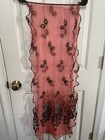 Sheer Pink Peacock Feather Scarf Mesh Shawl Wrap Gold Tone Ruffle — photo 5