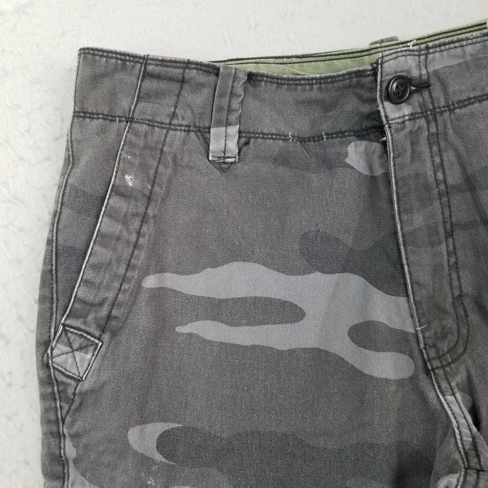 Pantalones cargo Roebuck & Co para hombre 32x32 gris camuflaje algodón bolsillos utilitarios cremallera mosca Foto 3 de 4