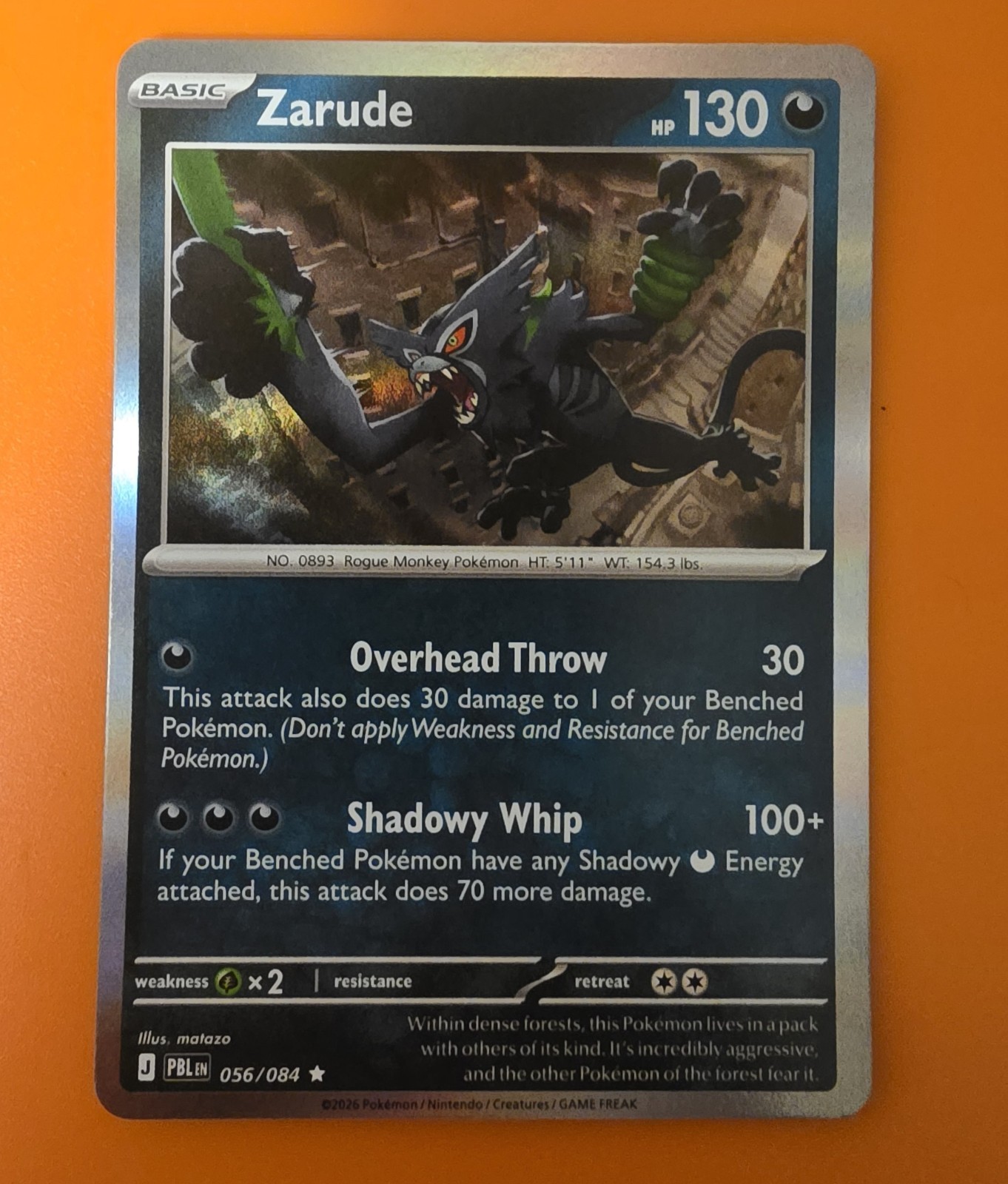 Zarude 56/84 Pitch Black Pokemon TCG Holo NM