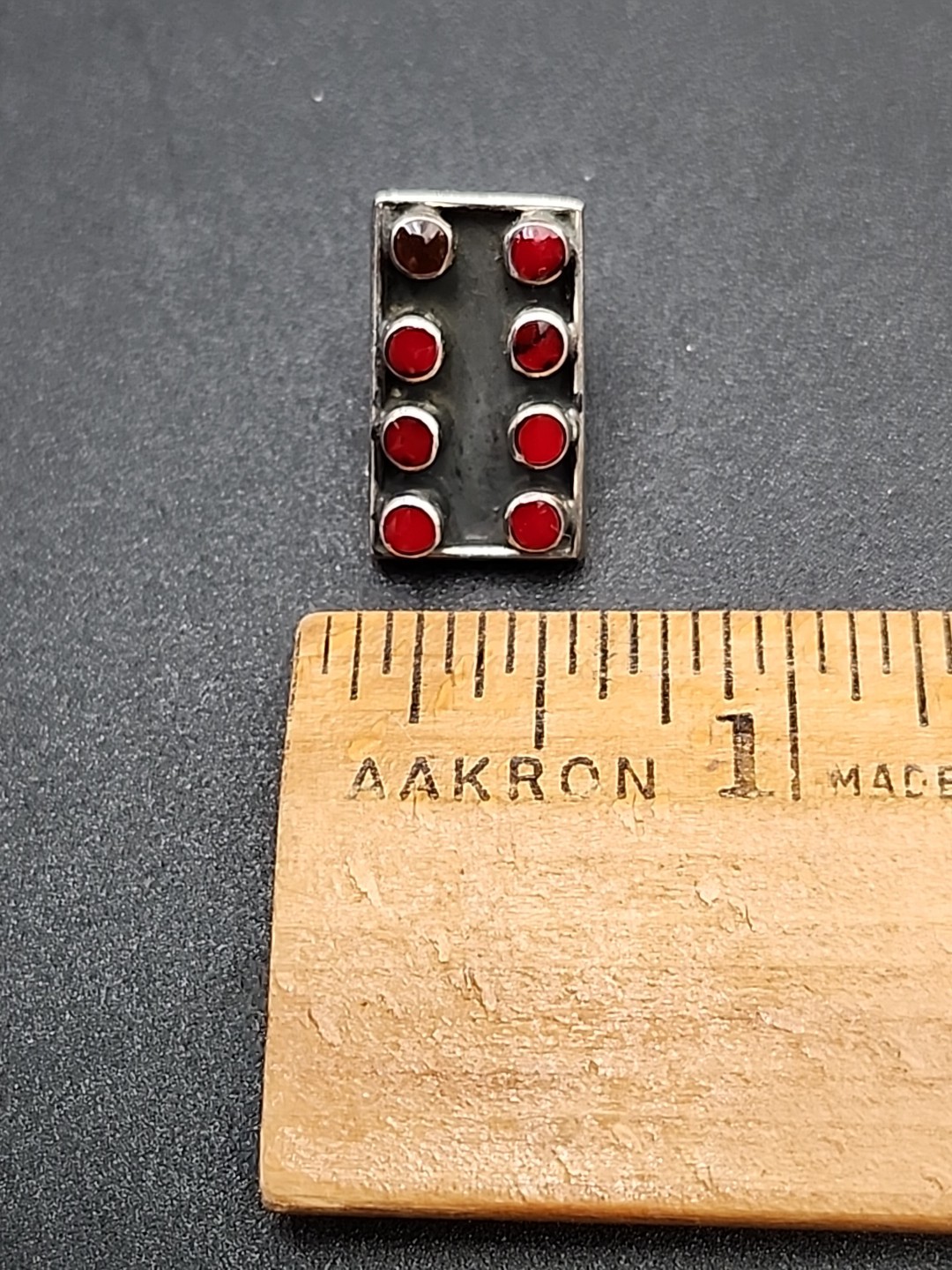 16 Garnet 925 Marked Silver Rectangular Grid Post… - image 11