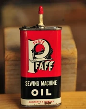 Vintage Pfaff Sewing Machine Oil Advertising Tin Can 4 oz Empty