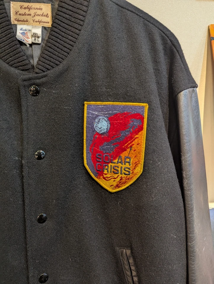 Vintage 1990 Soar Crisis Movie Crew Letterman Jacket - Image 2 of 4