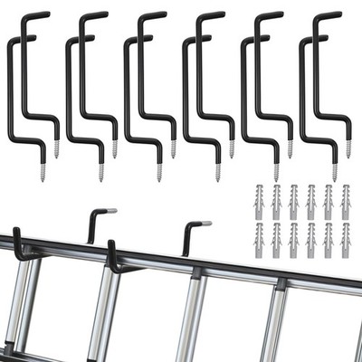 12 PCS Heavy Duty Black Ladder Hooks Wall Mount Storage Hangers 75 lbs