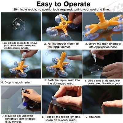 Windshield Repair Kit Quick Fix Car Wind Glass Bullseye Rock Chip Crack --US
