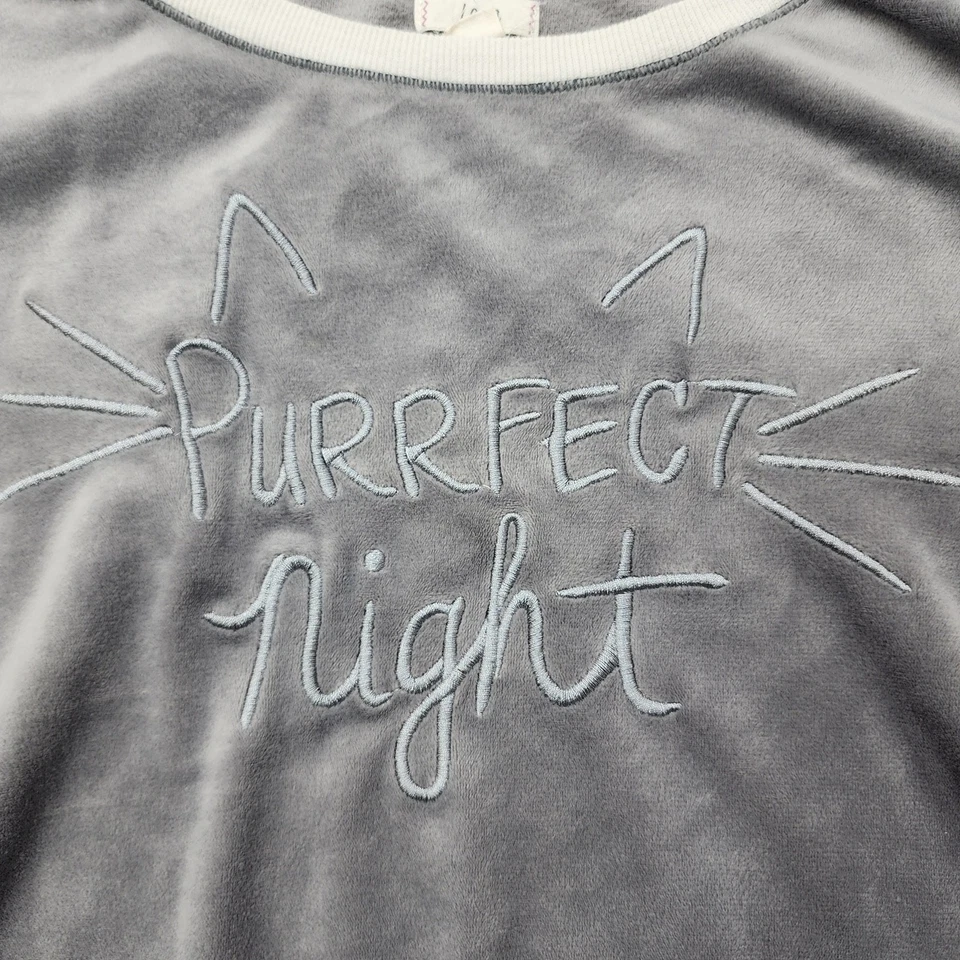 Layla пижама комплект женщин XXL (22/24) серый флис вышитый Purrfect ночь Cat - Изображение 3 из 4