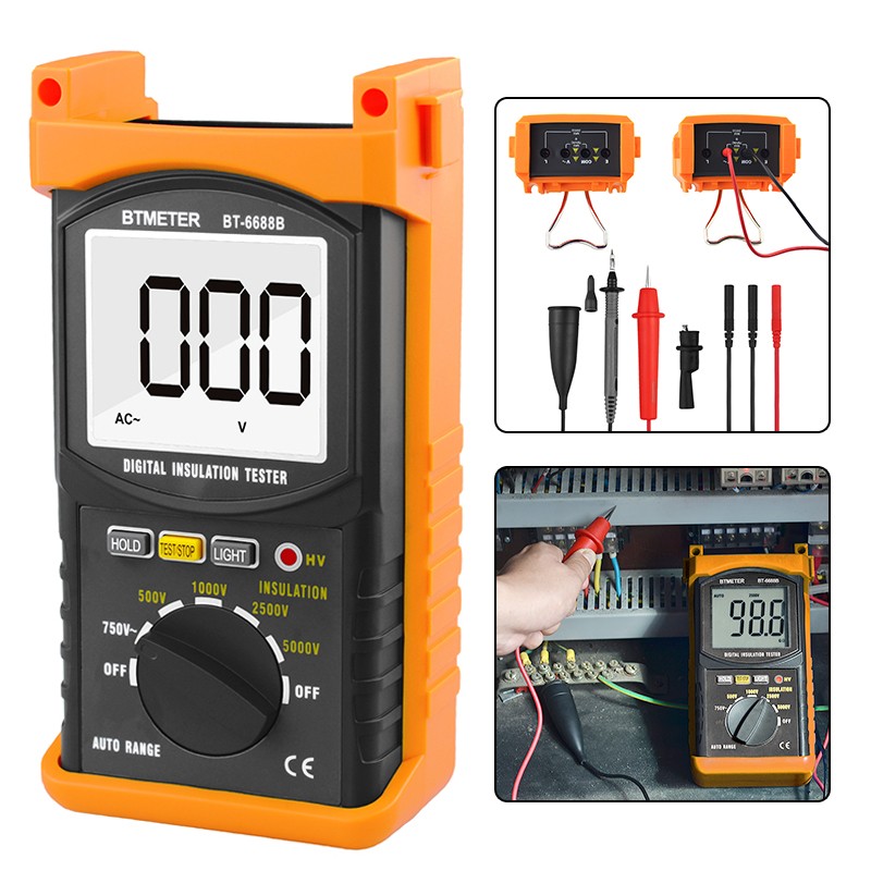 Digital Insulation Resistance Tester Megohmmeter 5000V 200GΩ with Test Leads Kit
