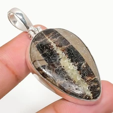 Septerian Stone Gemstone Handmade 925 Sterling Silver Jewelry Pendant 2.17"