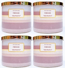 4 Bath & Body Works FIRESIDE Large 3-Wick Scented Candle 14.5 oz
