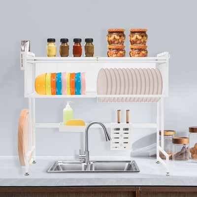 95*30*80cm Over Sink Dish Drying Rack, White Sink Shelf, Sink Drainer Rack