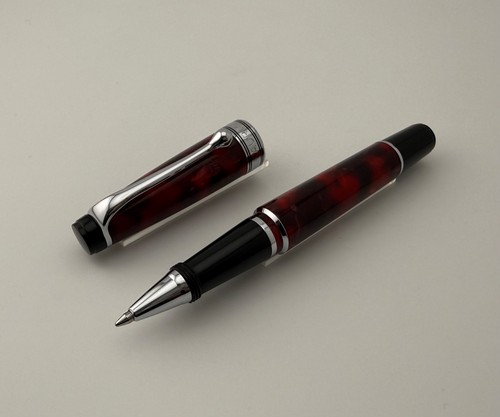 Aurora Optima Mini Red Auroloide Platinum Trim Rollerball Pen