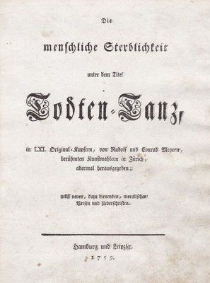 Titel Titelblatt title Totentanz dance of death Tod Meyer Kupferstich engraving