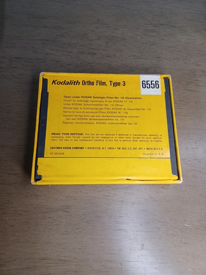4x5 [ 50 ]Kodak Kodalith Ortho Film 6556 Type 3 Graphic Arts B & W  Exp.1976 New - Image 2 of 4