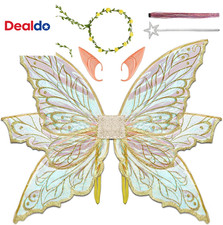 Large Fairy Wings Adult Women, 33"X25" Iridescent Glitter Butterfly Wings, Fairy