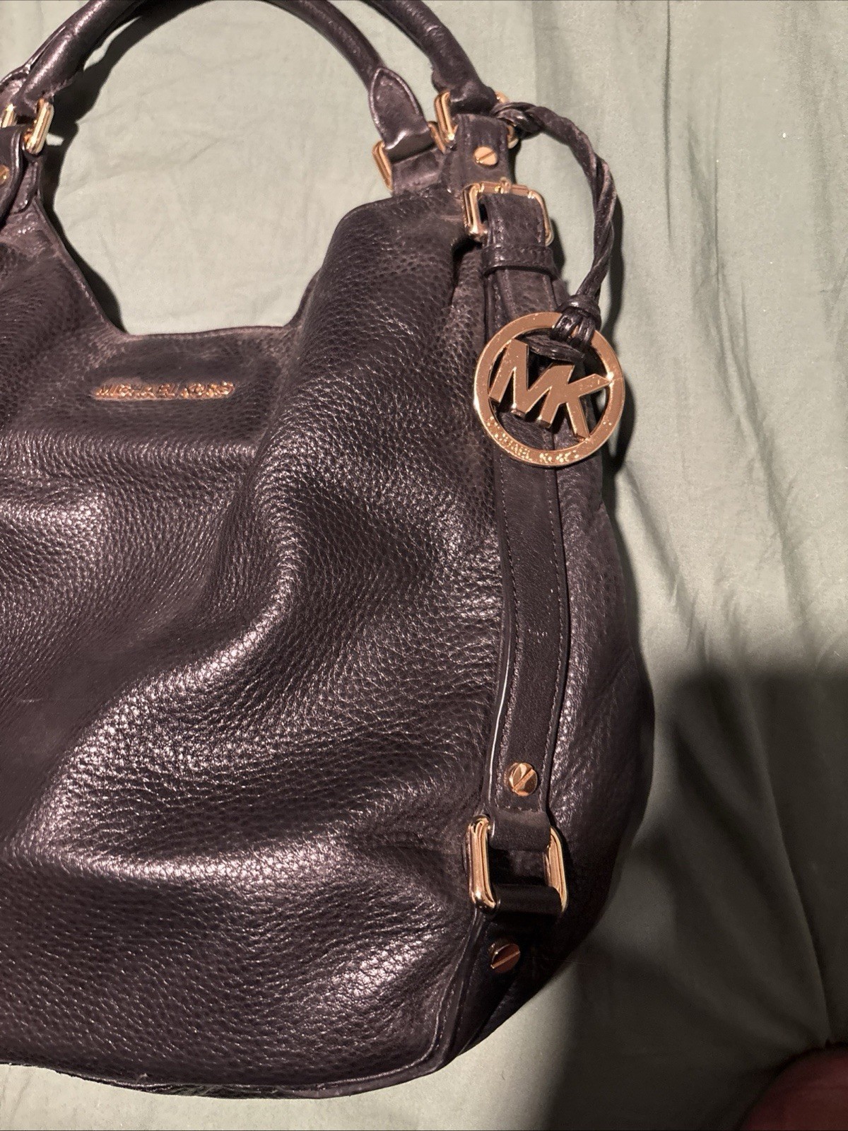 MICHAEL KORS BEDFORD BLACK LEATHER LARGE BELTED S… - image 5