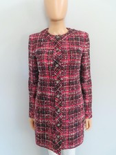 CHANEL Pink/Black Plaid Tweed Mid-Length Long...