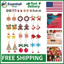 Bulk Christmas Earrings Set - 18 Pairs of Women's Holiday Dangle  Stud Designs